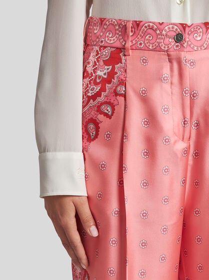 FLORAL SILK TROUSERS