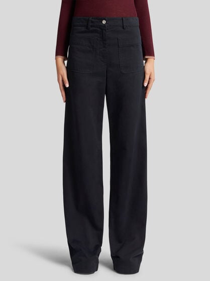 PLAIN-COLOURED WIDE-LEG TROUSERS