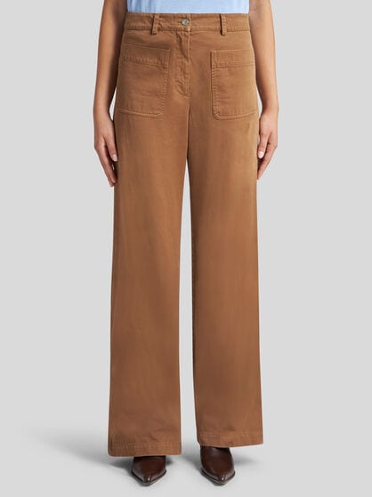PLAIN-COLOURED WIDE-LEG TROUSERS