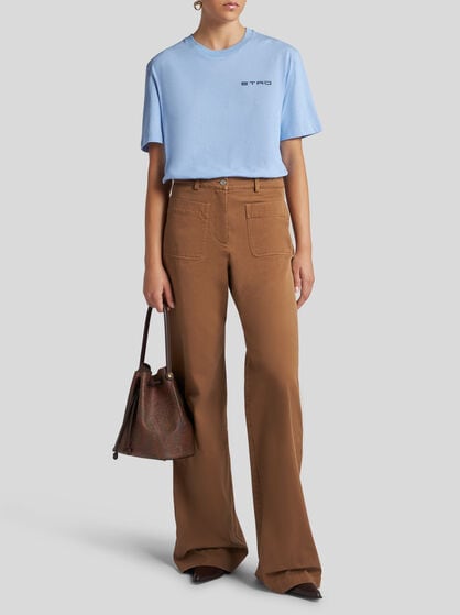 PLAIN-COLOURED WIDE-LEG TROUSERS