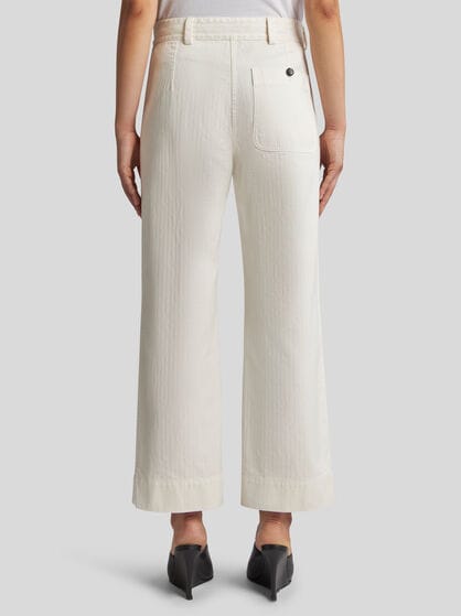 STRAIGHT-CUT GABARDINE TROUSERS