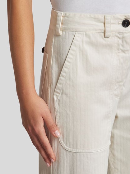 STRAIGHT-CUT GABARDINE TROUSERS