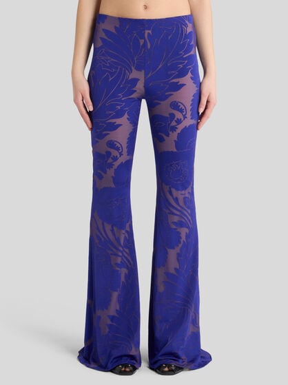 BURNOUT STRETCH JERSEY FLARED TROUSERS