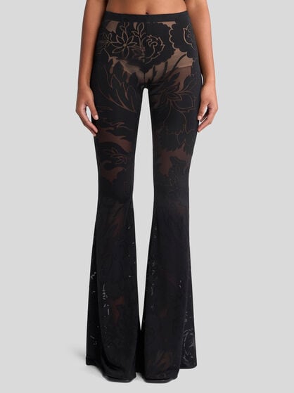 BURNOUT STRETCH JERSEY FLARED TROUSERS