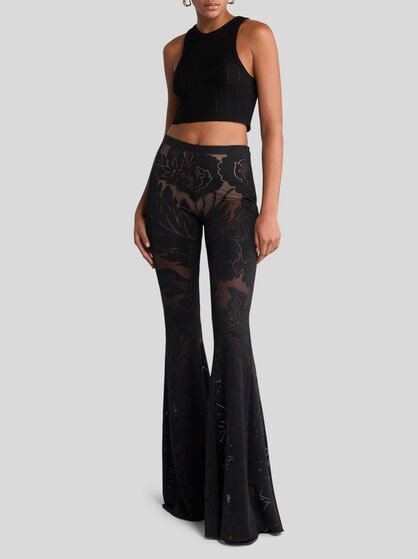 BURNOUT STRETCH JERSEY FLARED TROUSERS