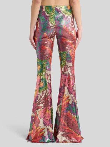 FLARED TROUSERS WITH MULTICOLOURED FLORAL PRINT