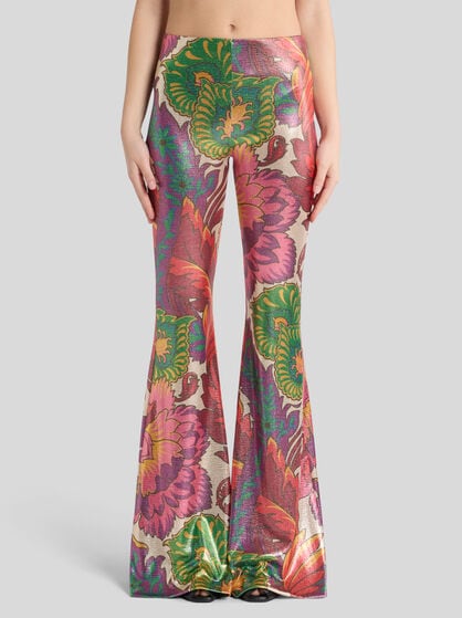 FLARED TROUSERS WITH MULTICOLOURED FLORAL PRINT