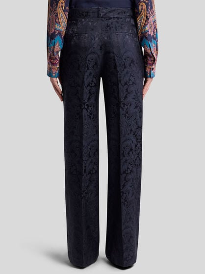 SILK-BLEND JACQUARD PALAZZO TROUSERS