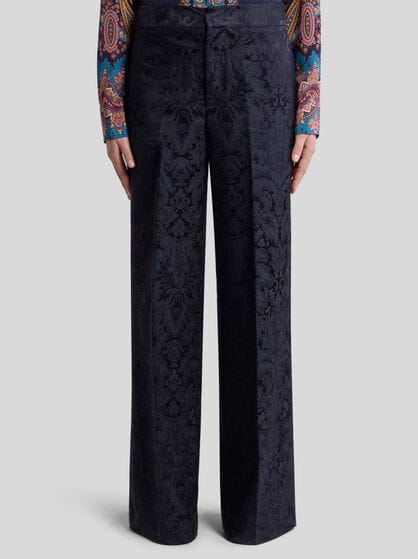 SILK-BLEND JACQUARD PALAZZO TROUSERS