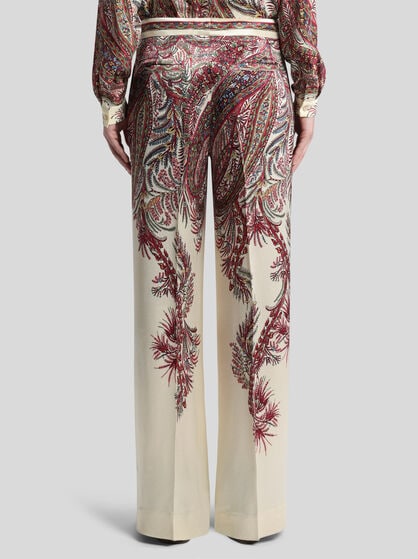 PRINTED SATIN PALAZZO TROUSERS