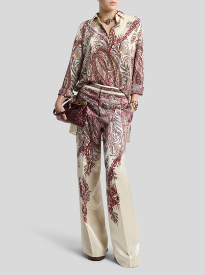 PRINTED SATIN PALAZZO TROUSERS