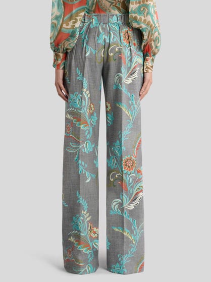 WOOL-BLEND TROUSERS WITH DAFFODIL PRINT