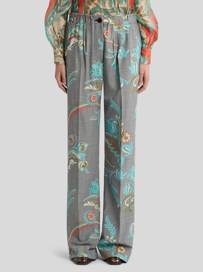 WOOL-BLEND TROUSERS WITH DAFFODIL PRINT