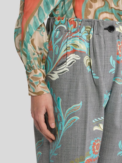 WOOL-BLEND TROUSERS WITH DAFFODIL PRINT