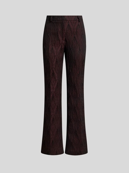 JACQUARD TROUSERS WITH FLORAL MEDALLION MOTIF