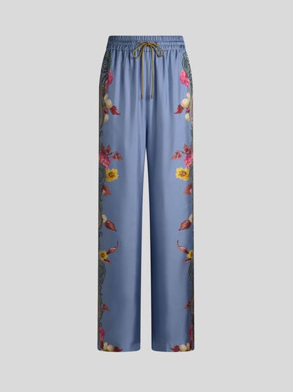 PANTALONES DE SEDA CON ESTAMPADO PAISLEY FLORAL POSICIONAL