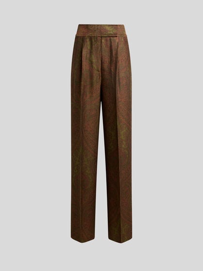WOOL-BLEND JACQUARD TROUSERS WITH PAISLEY MOTIF