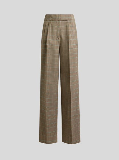 STRETCH WOOL TROUSERS WITH PRINCE OF WALES MOTIF