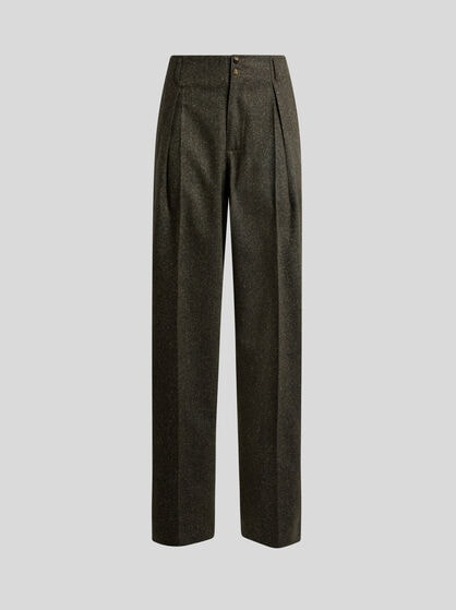 PANTALONI JACQUARD IN MISTO LANA CON BOTTONI PEGASO