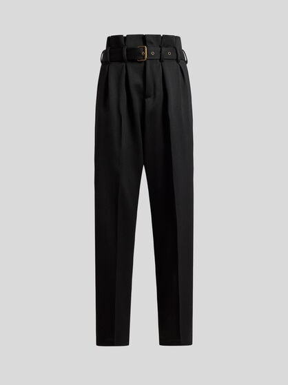 WIDE-LEG WOOL TROUSERS WITH BELT