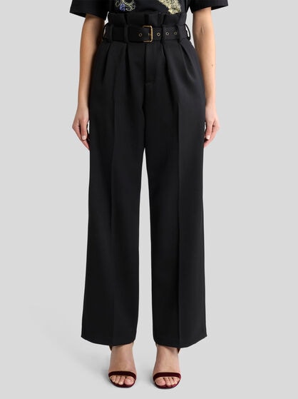 WIDE-LEG WOOL TROUSERS WITH BELT
