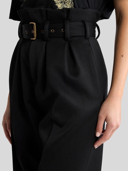 WIDE-LEG WOOL TROUSERS WITH BELT