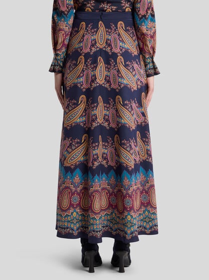 SILK SKIRT WITH PLACED PRINT