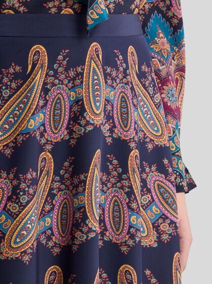 SILK SKIRT WITH PLACED PRINT