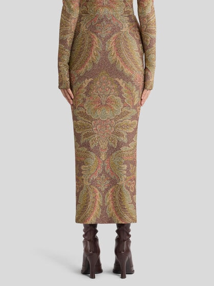 JERSEY MIDI SKIRT WITH FLORAL MOTIF