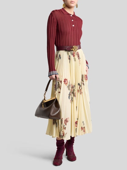 PLEATED SABLE SKIRT WITH PRINT