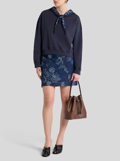JACQUARD DENIM MINI SKIRT
