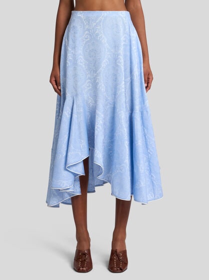 FLORAL ASYMMETRIC MIDI SKIRT