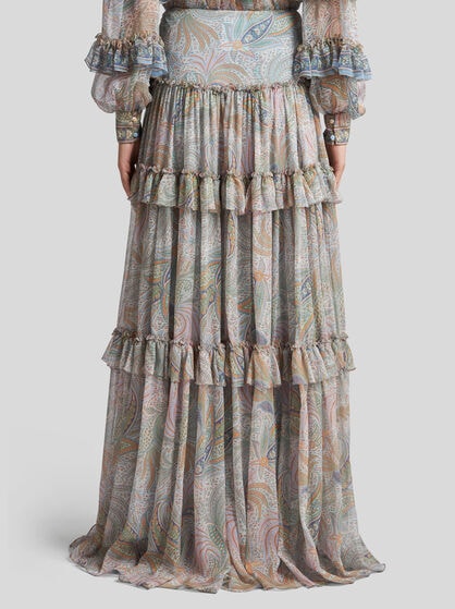 RUFFLED SKIRT IN SILK