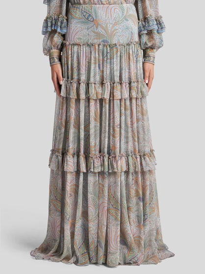 RUFFLED SKIRT IN SILK