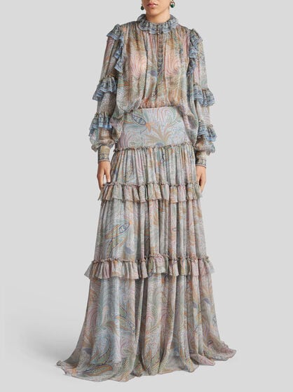 RUFFLED SKIRT IN SILK