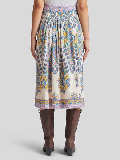 PRINTED POPLIN MIDI SKIRT