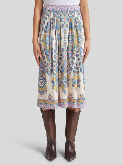 PRINTED POPLIN MIDI SKIRT