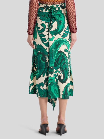 MIDI SKIRT WITH FLORAL PAISLEY PRINT