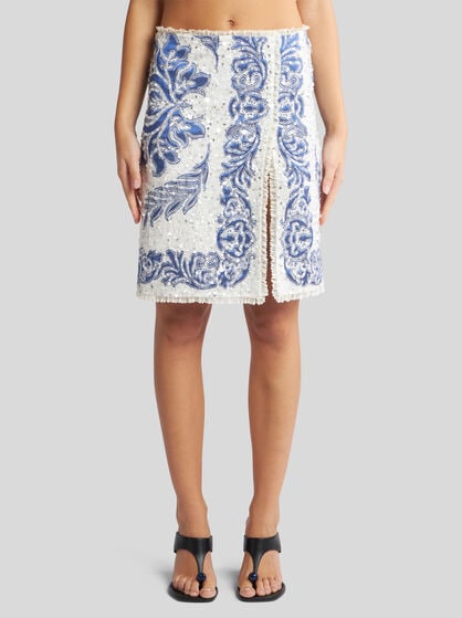 STRAIGHT-CUT SKIRT WITH SEQUIN EMBROIDERY