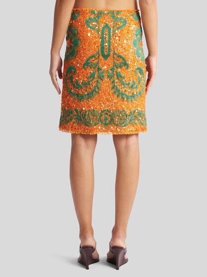 STRAIGHT-CUT SKIRT WITH SEQUIN EMBROIDERY
