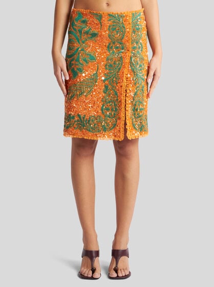 STRAIGHT-CUT SKIRT WITH SEQUIN EMBROIDERY