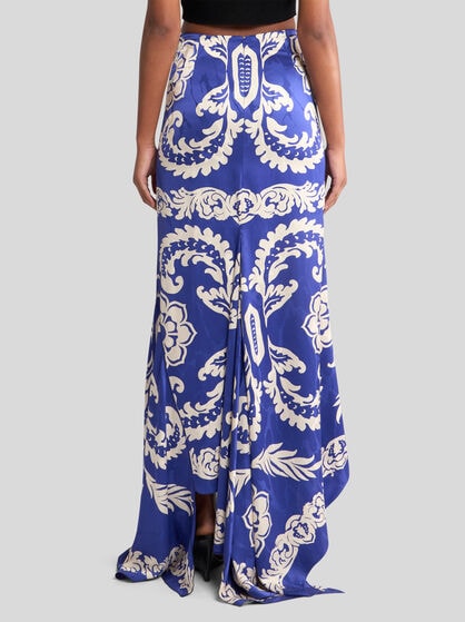 ASYMMETRIC SKIRT WITH STENCIL FLORAL PRINT