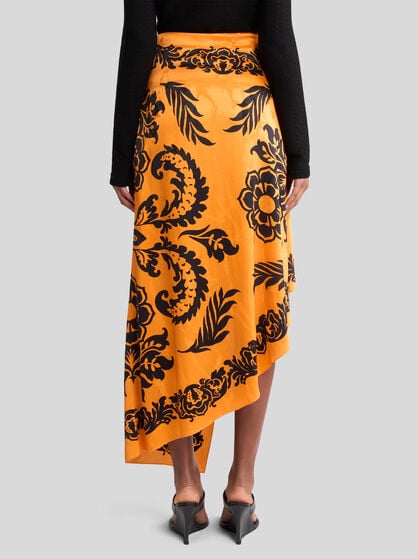 ASYMMETRIC SKIRT WITH STENCIL FLORAL PRINT