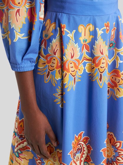 PRINTED POPLIN MIDI SKIRT