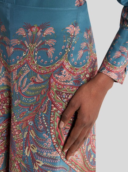 SILK MAXI SKIRT WITH PLACED PRINT