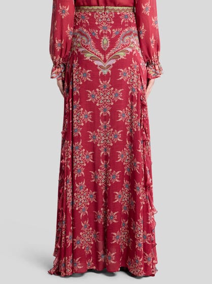 SILK-BLEND SKIRT WITH PAISLEY PRINT