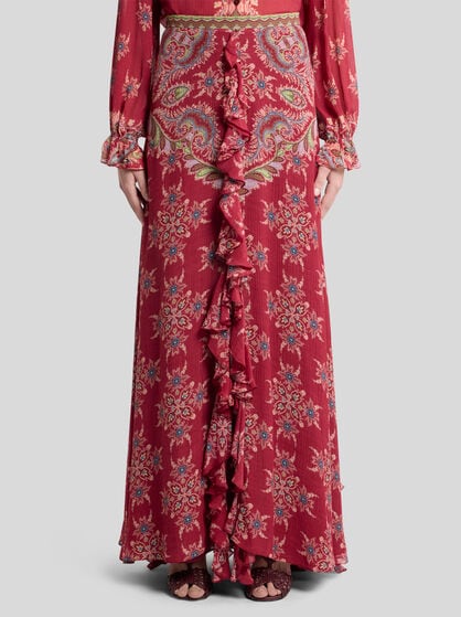 SILK-BLEND SKIRT WITH PAISLEY PRINT