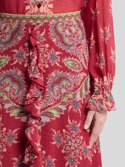 SILK-BLEND SKIRT WITH PAISLEY PRINT