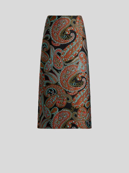 PAISLEY JACQUARD MIDI SKIRT