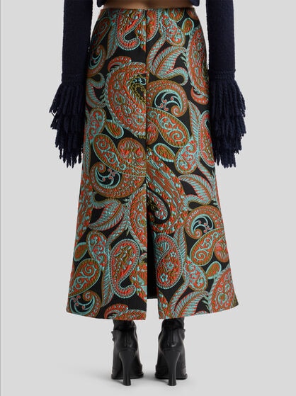 PAISLEY JACQUARD MIDI SKIRT